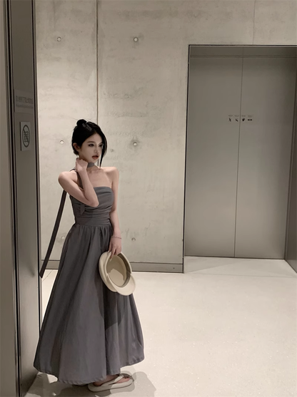 Gray strapless dress YM1917