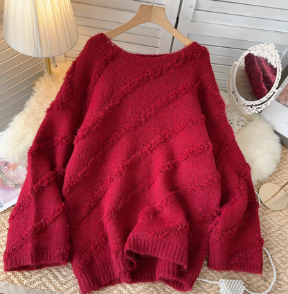 Pullover sweater women's autumn and winter round neck loose knitted sweater YM1576