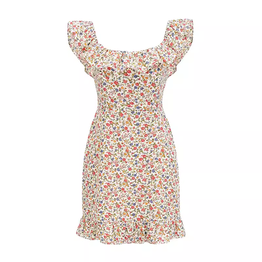 women's summer retro square neck floral dress YM1294