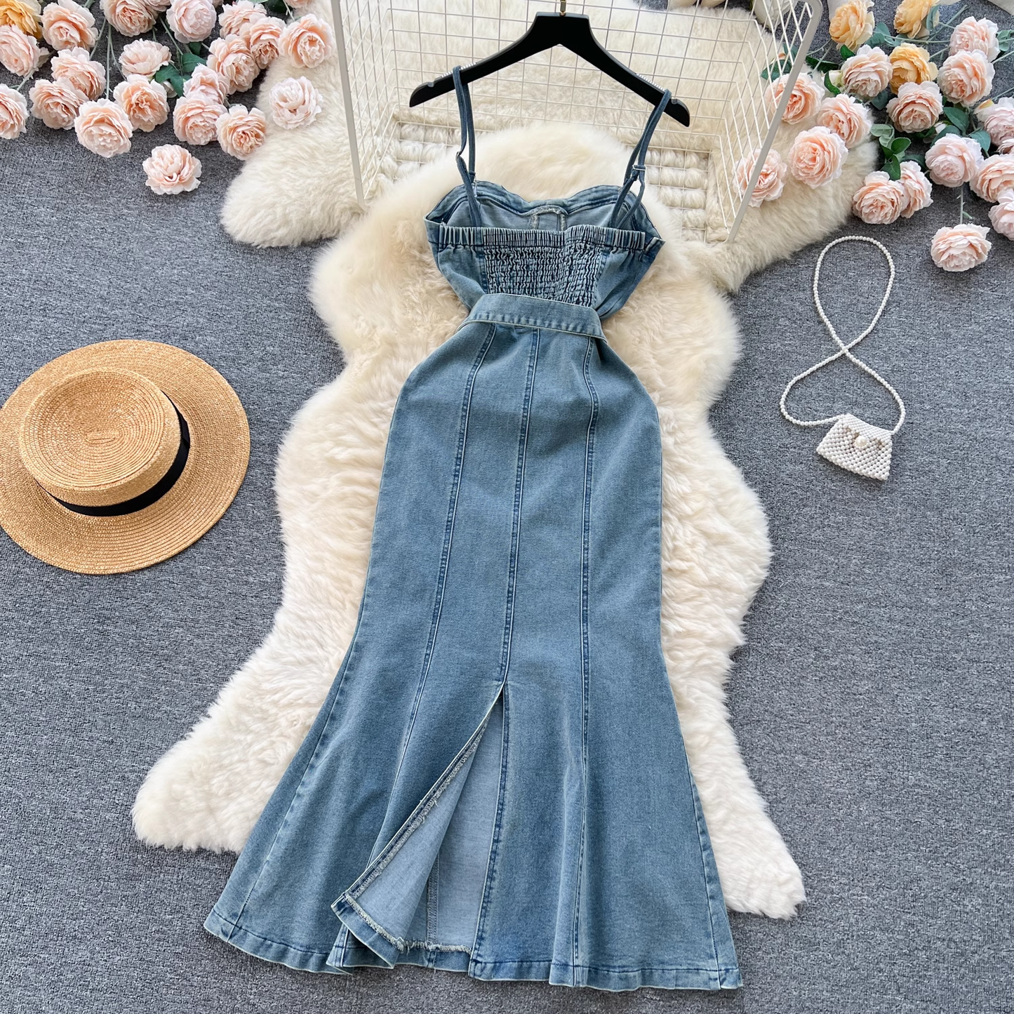 women's summer denim suspender dress YM306