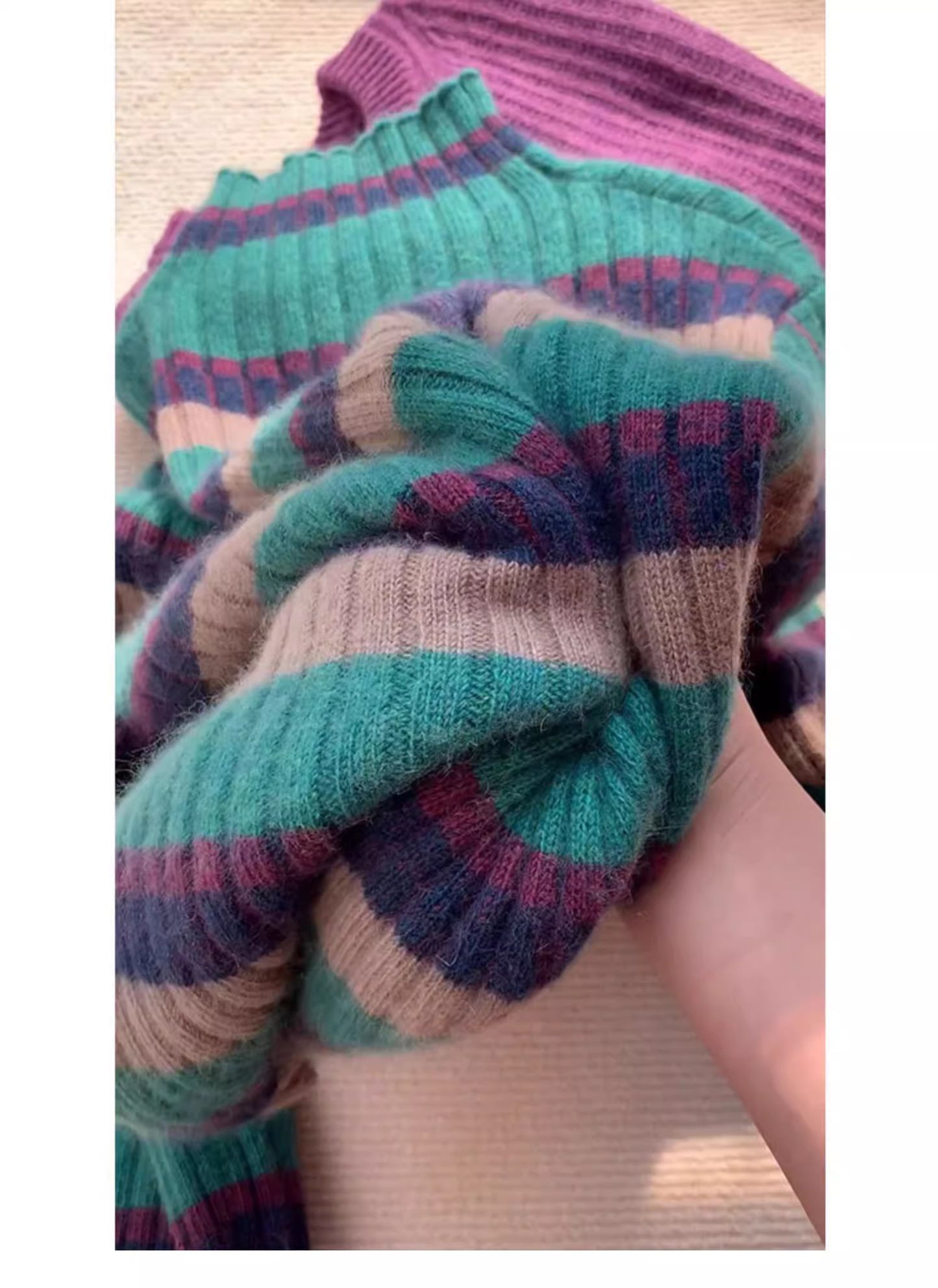 Turtleneck Rainbow Stripe Sweater YM1884