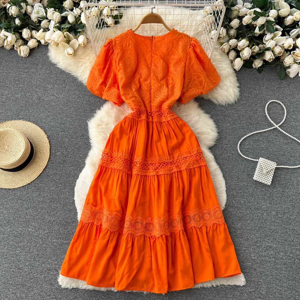 Puff Sleeve Summer Dress ,YM64