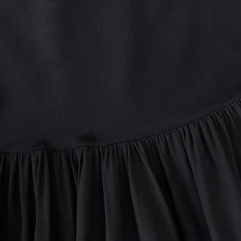 little black dress half turtleneck A-line skirt for women summer YM721