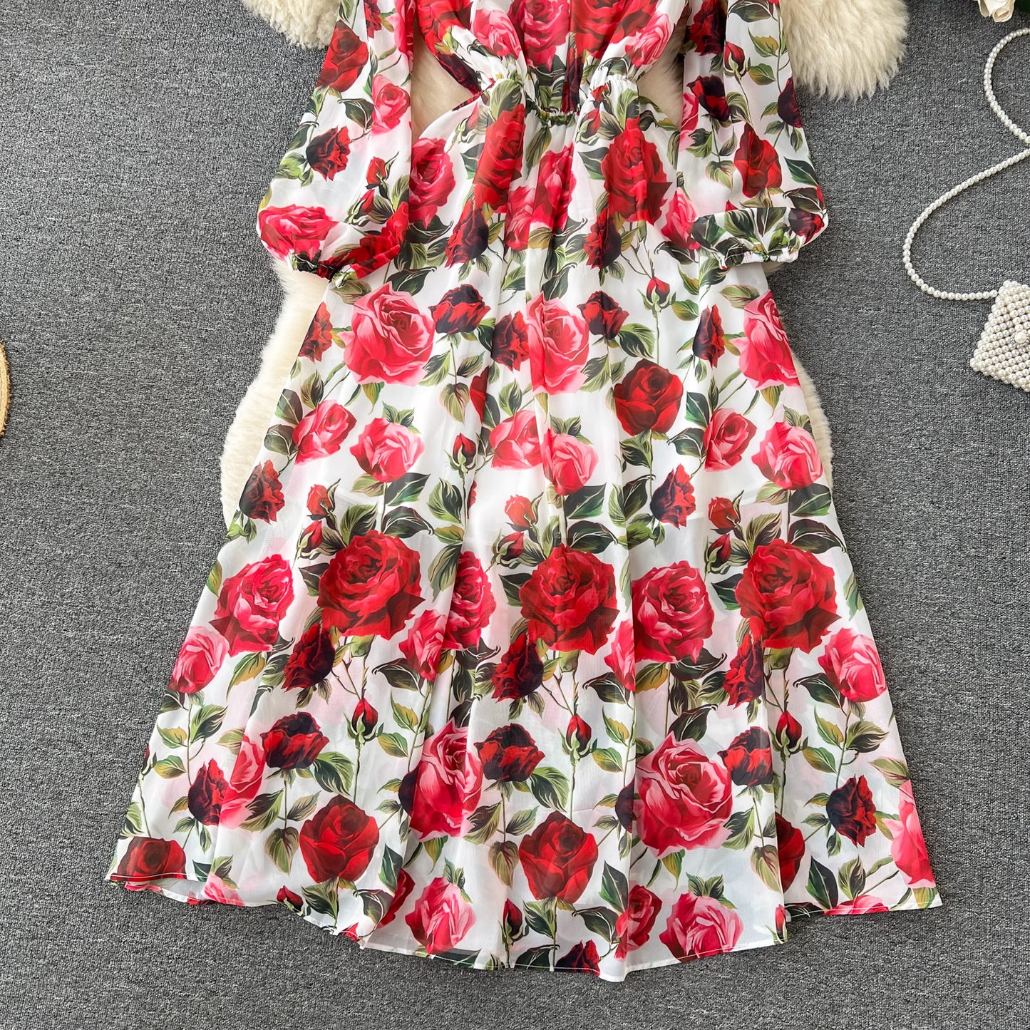 women's rose dress,YM155