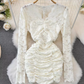 Women's long-sleeved V-neck lace bodycon dress YM997