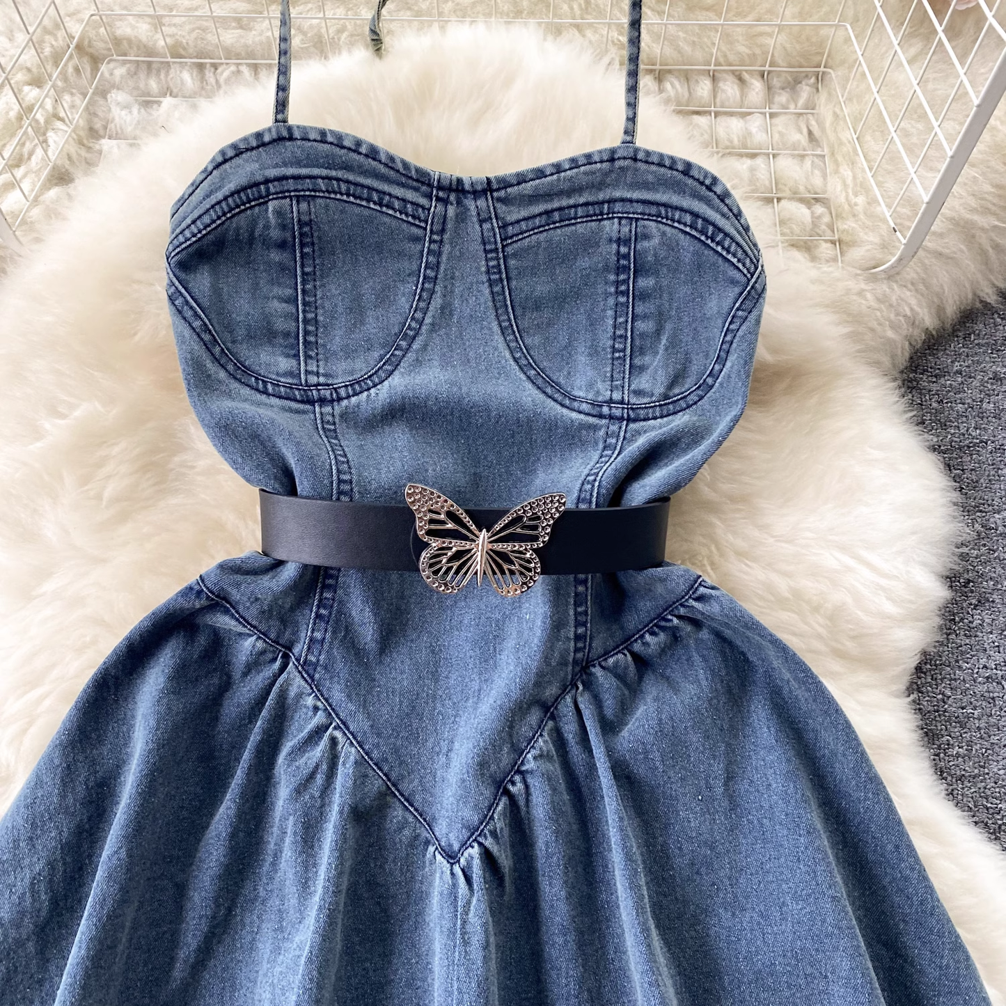 women's summer strappy denim dress YM335