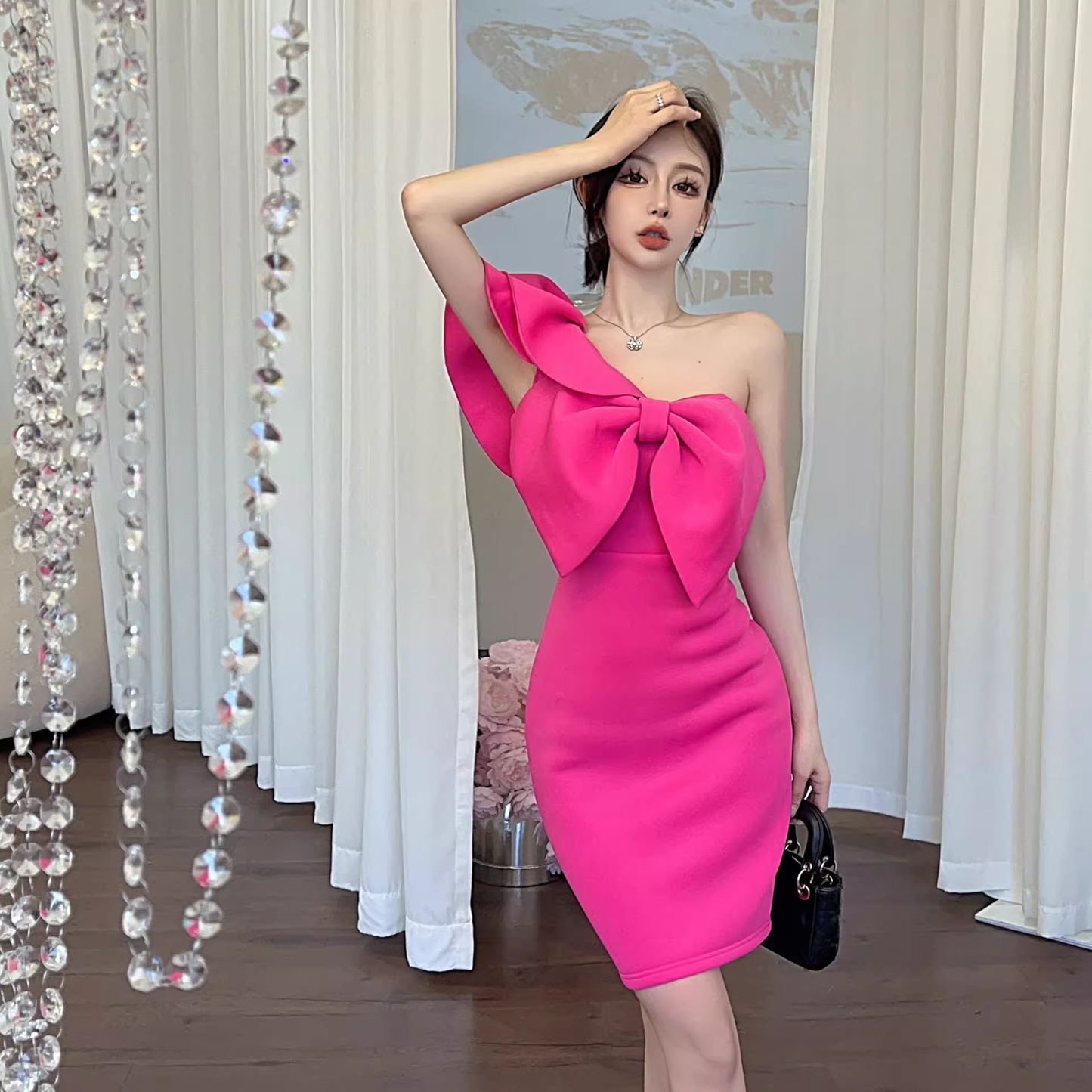 One Shoulder Bodycon Dress   YM1226