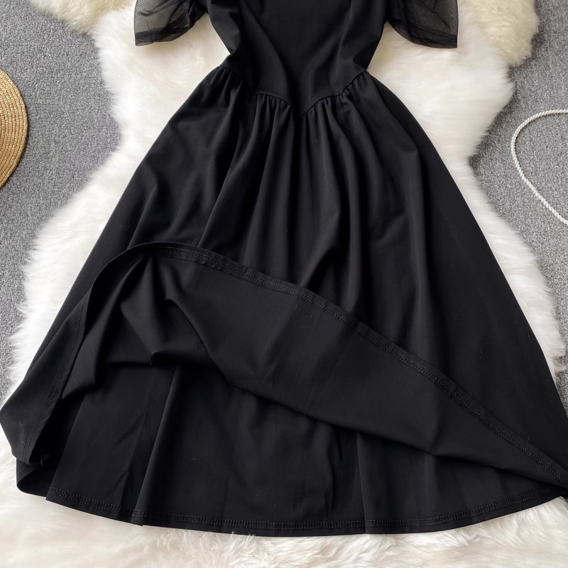 Vintage A-line Black Dress ,YM58