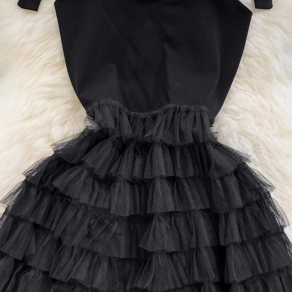 Black A-line Tulle Dress , YM262