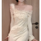 Elegant Off The Shoulder Long Prom Dress Lace Evening Gown  YM1646