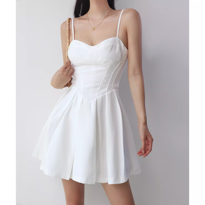 White A-line Mini Dress  YM1363