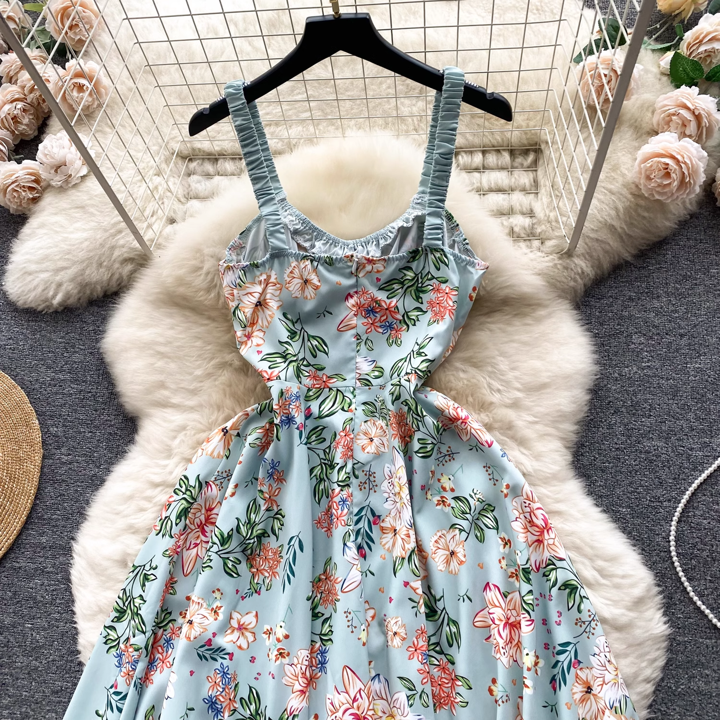 women's summer vintage floral dress  YM332