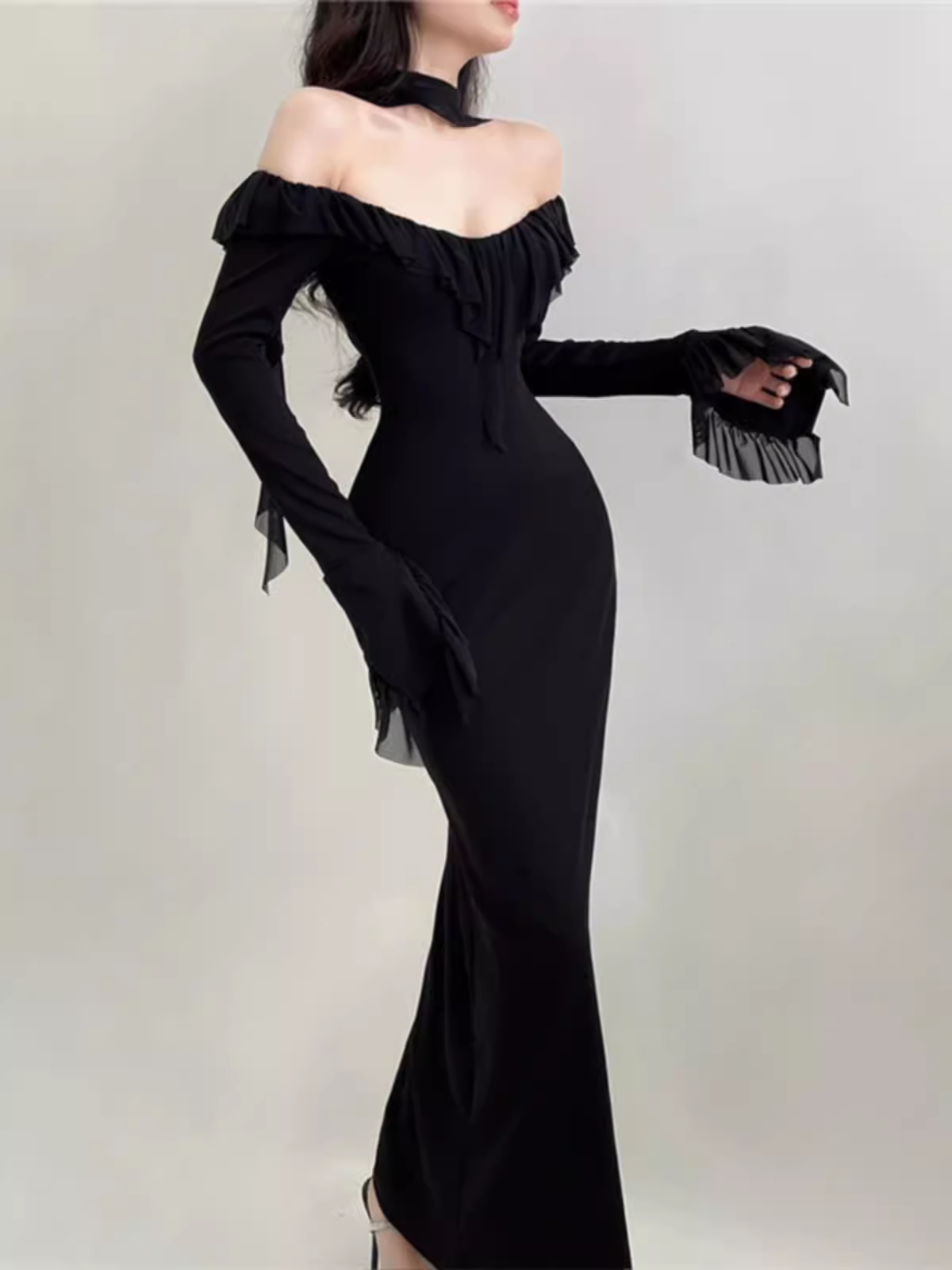 Sexy Black Long Dress YM1518