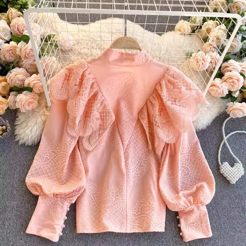 New style palace style retro heavy ruffled blouses YM488