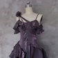 Irregular Ruffled Suspender Prom Dress Dark Purple Long Birthday Dress YM1629