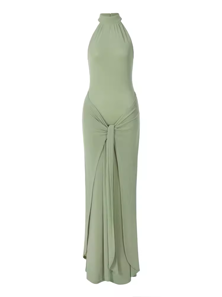 Green Sleeveless Long Dress  YM1381