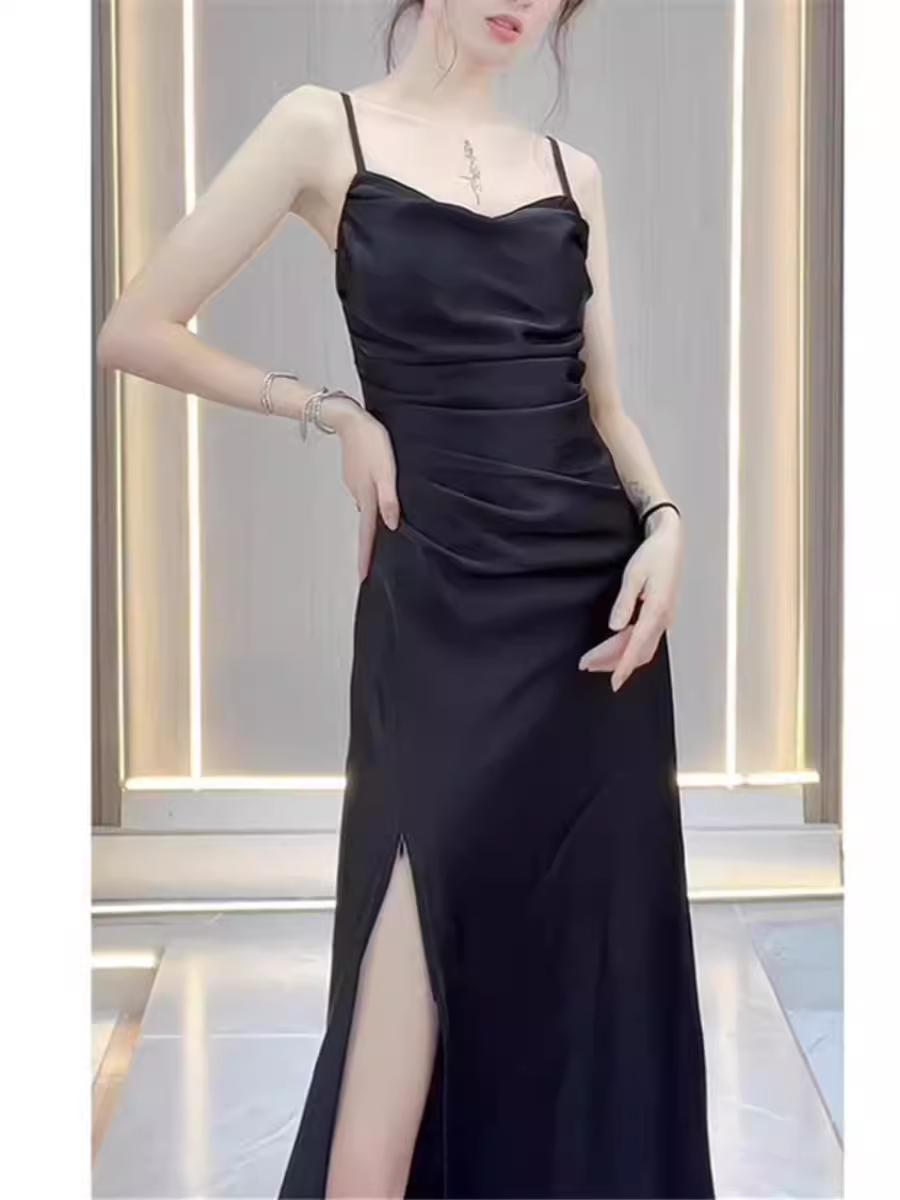 Sexy Black Spaghetti Straps Dress  YM1485