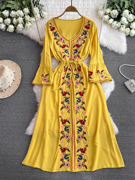 Bohemian Beach Maxi V Neck Dress YM1059