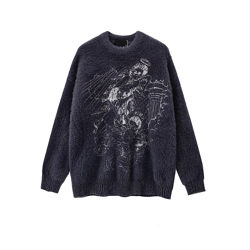 Retro creative jacquard round neck couple sweater YM916