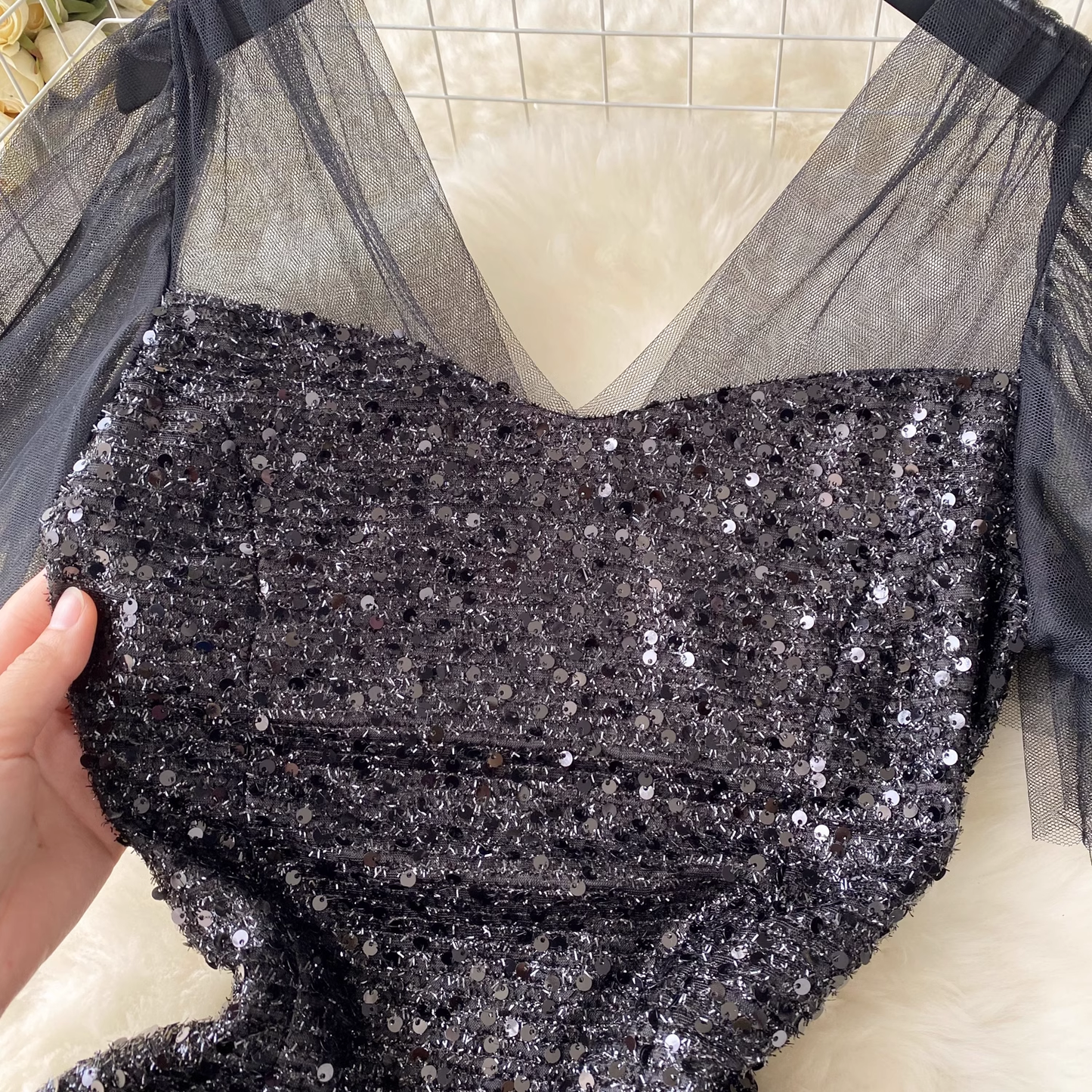 Sexy Black Sequins Dress ,YM157