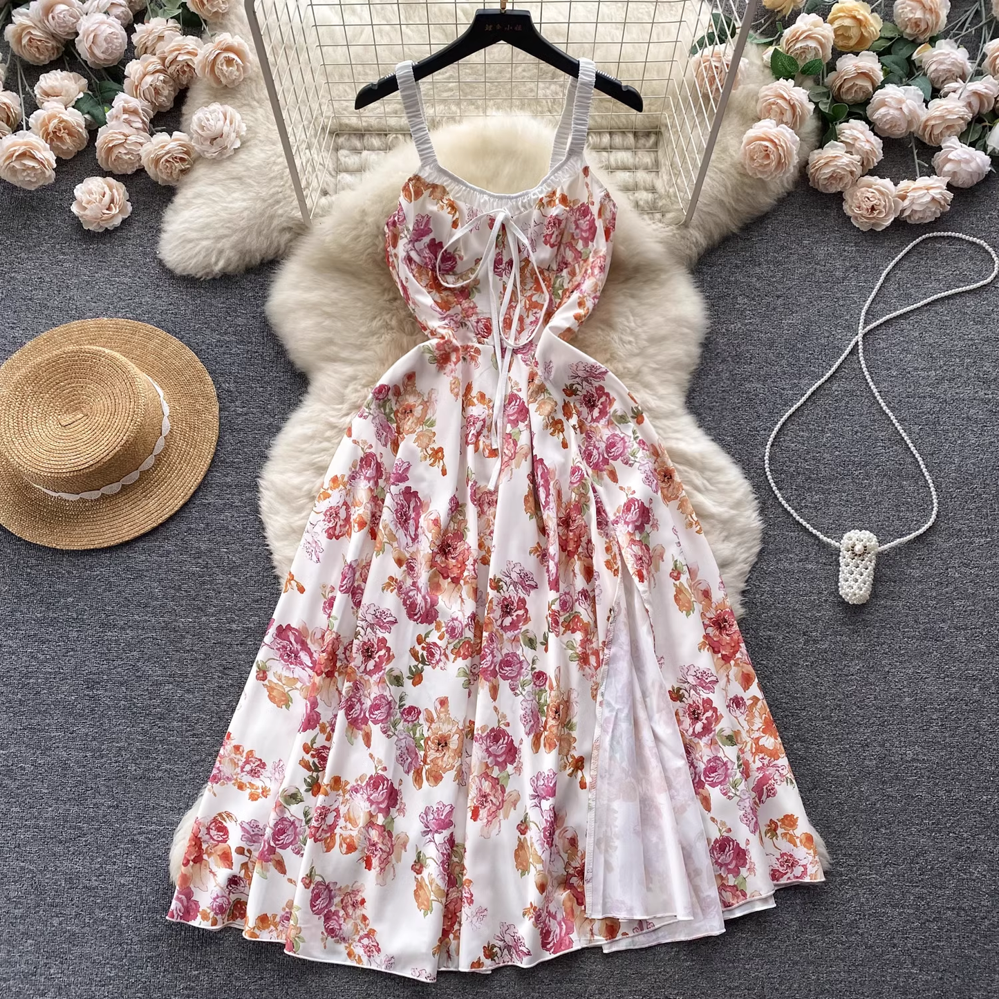 women's summer vintage floral dress  YM332