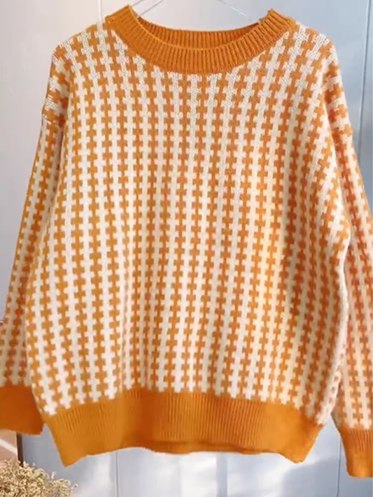 Orange sweater for women in fall and winter with chic high-end design YM862