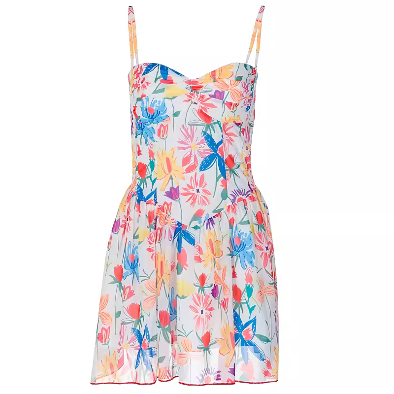 Fashionable floral print suspender dress  YM1404