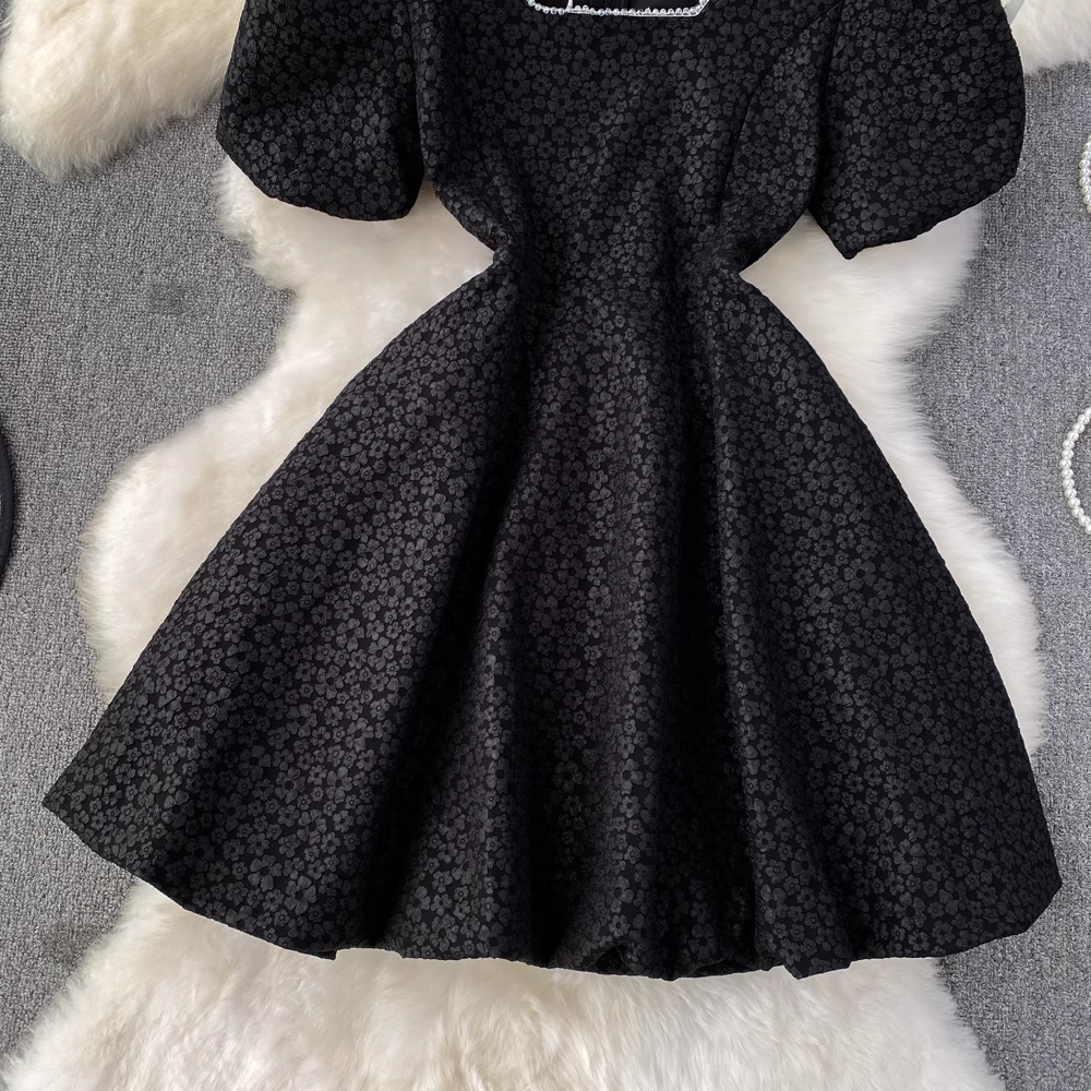 Bubble Short Sleeve Square Neck Short A-Line Puff Dress, YM252