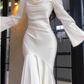 Elegant Mermaid Prom Dress Satin White Long Evening Dress YM1702