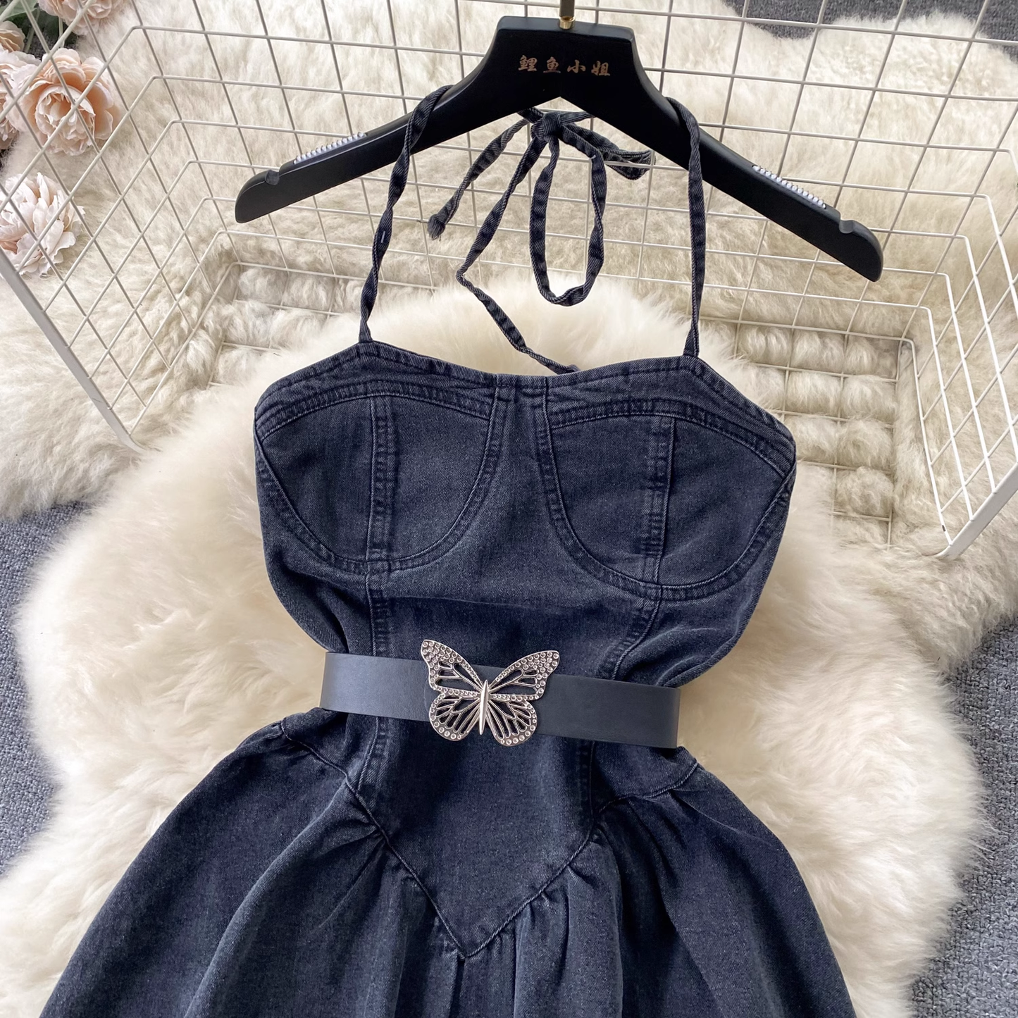 women's summer strappy denim dress YM335