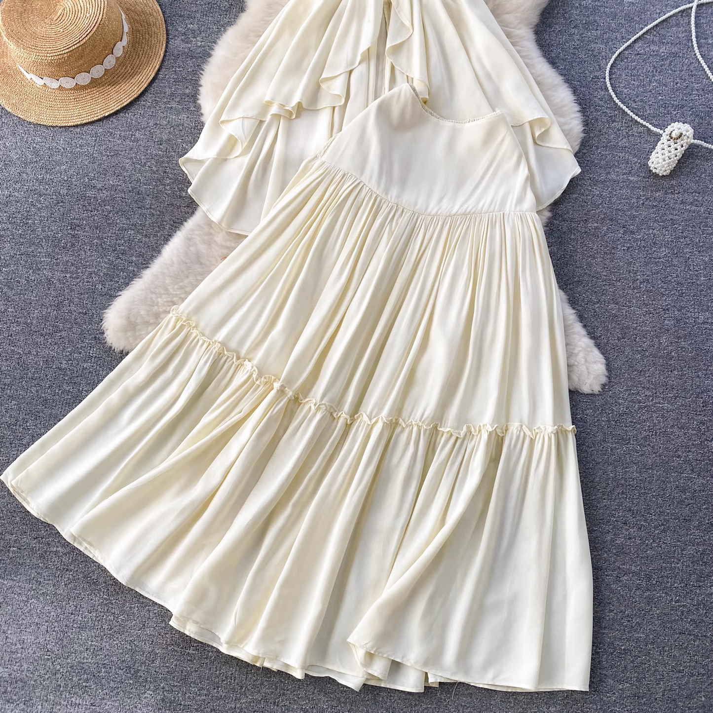 Vacation Suit Irregular Halter Halter Top Draping Fairy Dress YM793