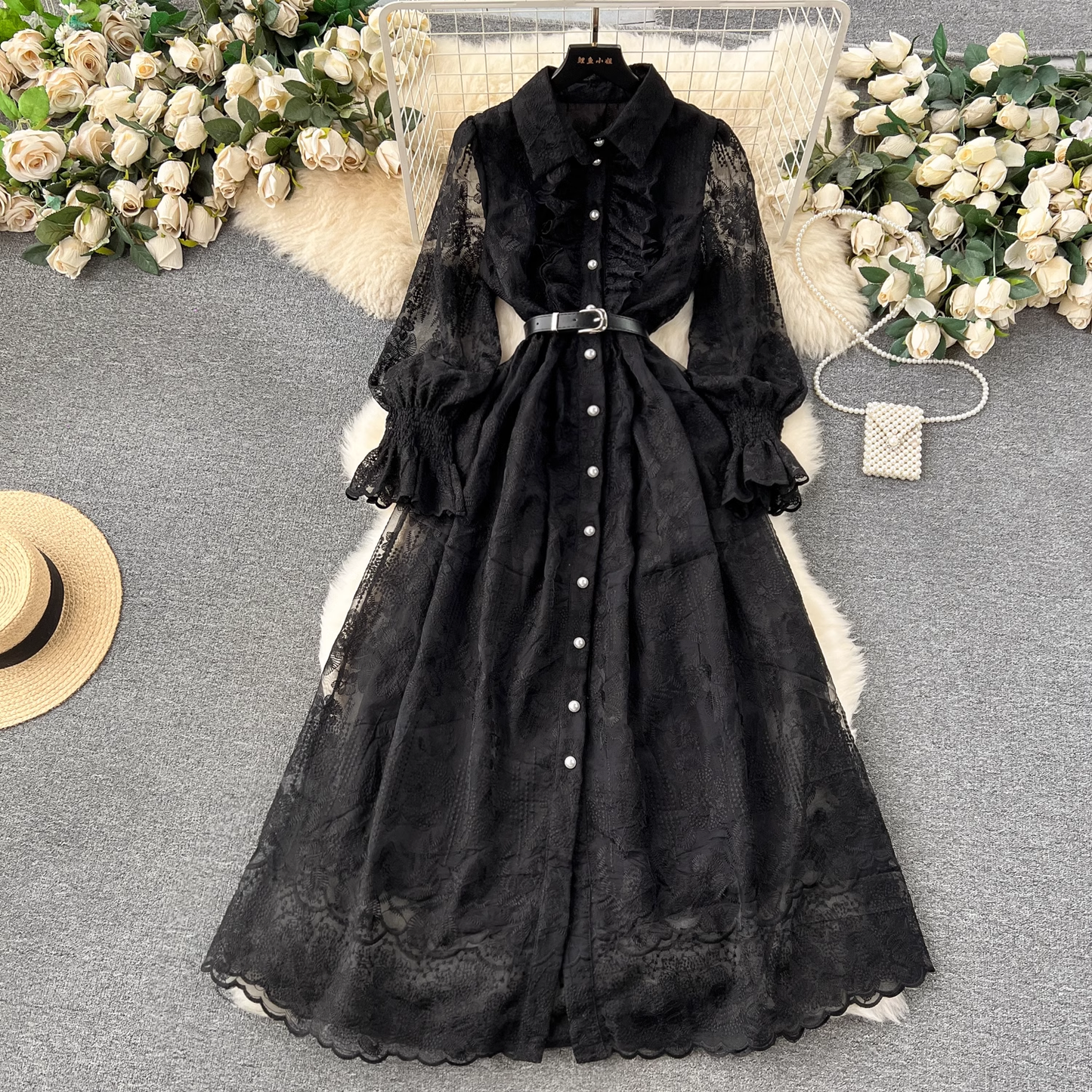 Retro palace style long lace dress YM1140