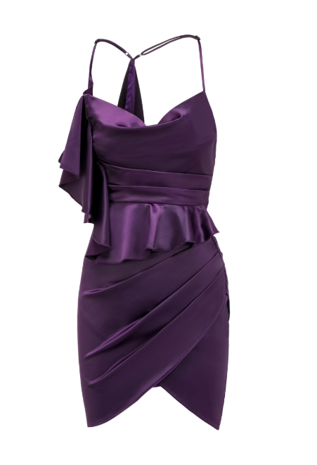 Purple suspender ruffle dress YM1915