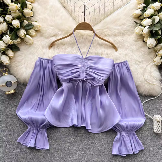 Off-the-shoulder halter Neck Blouses ,YM136