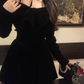 Cute Halter Black Velvet Short Dress Birthday Dress YM1742