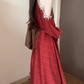 Red Off-the-shoulder Dress Bohemian Holiday Maxi Dress YM1764