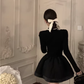 Black Long Sleeve Puffy Little Black Dress Christmas Dress YM1778