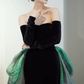 Black Evening Dress Strapless Velevet Mermaid Prom Dress YM1615