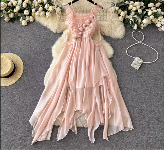 women's irregular chiffon summer dress ,YM130