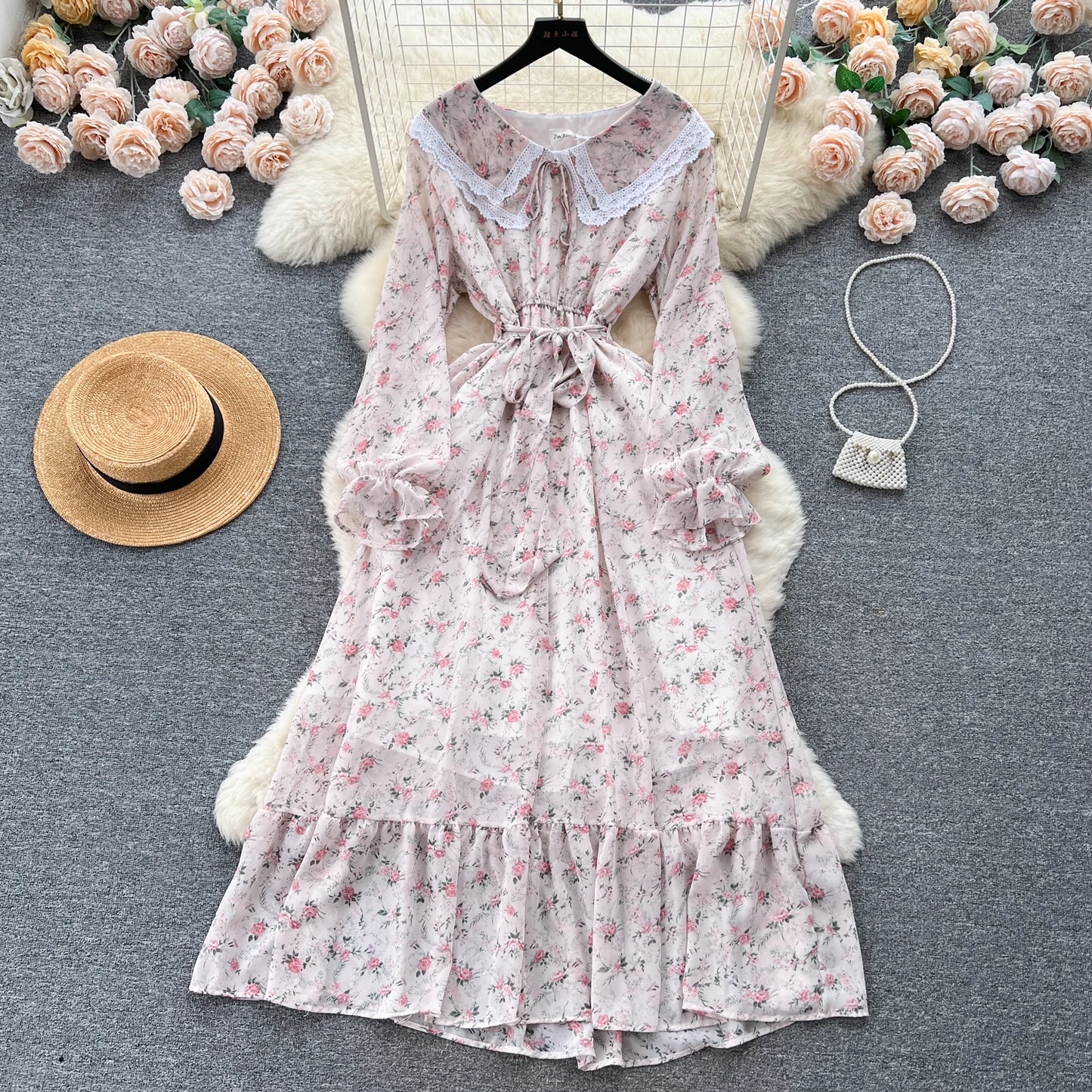 women's doll collar floral dress YM517