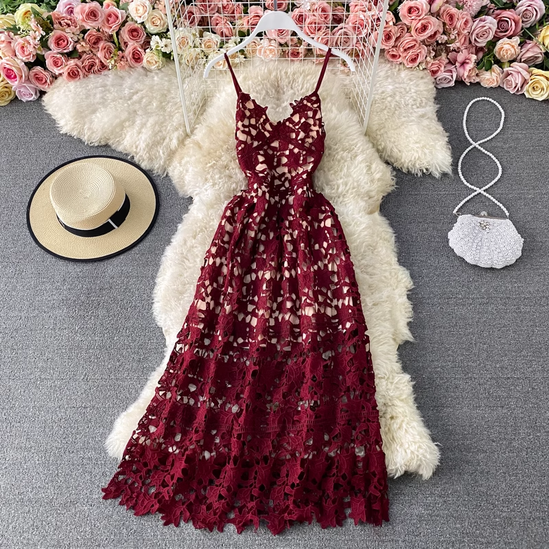 women's hollow lace dress, YM178