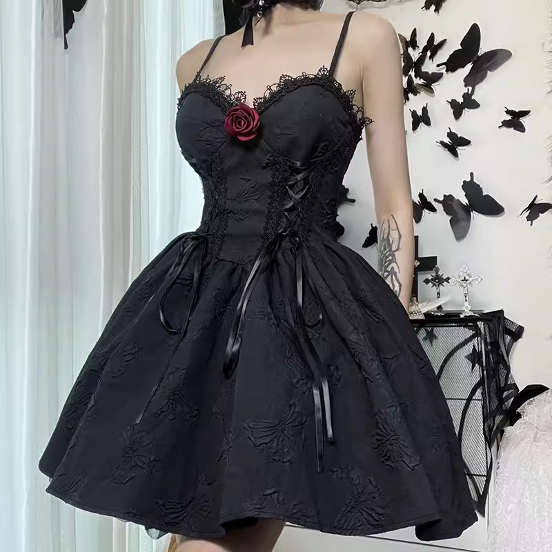 Black A-line Mini Dress  YM1347