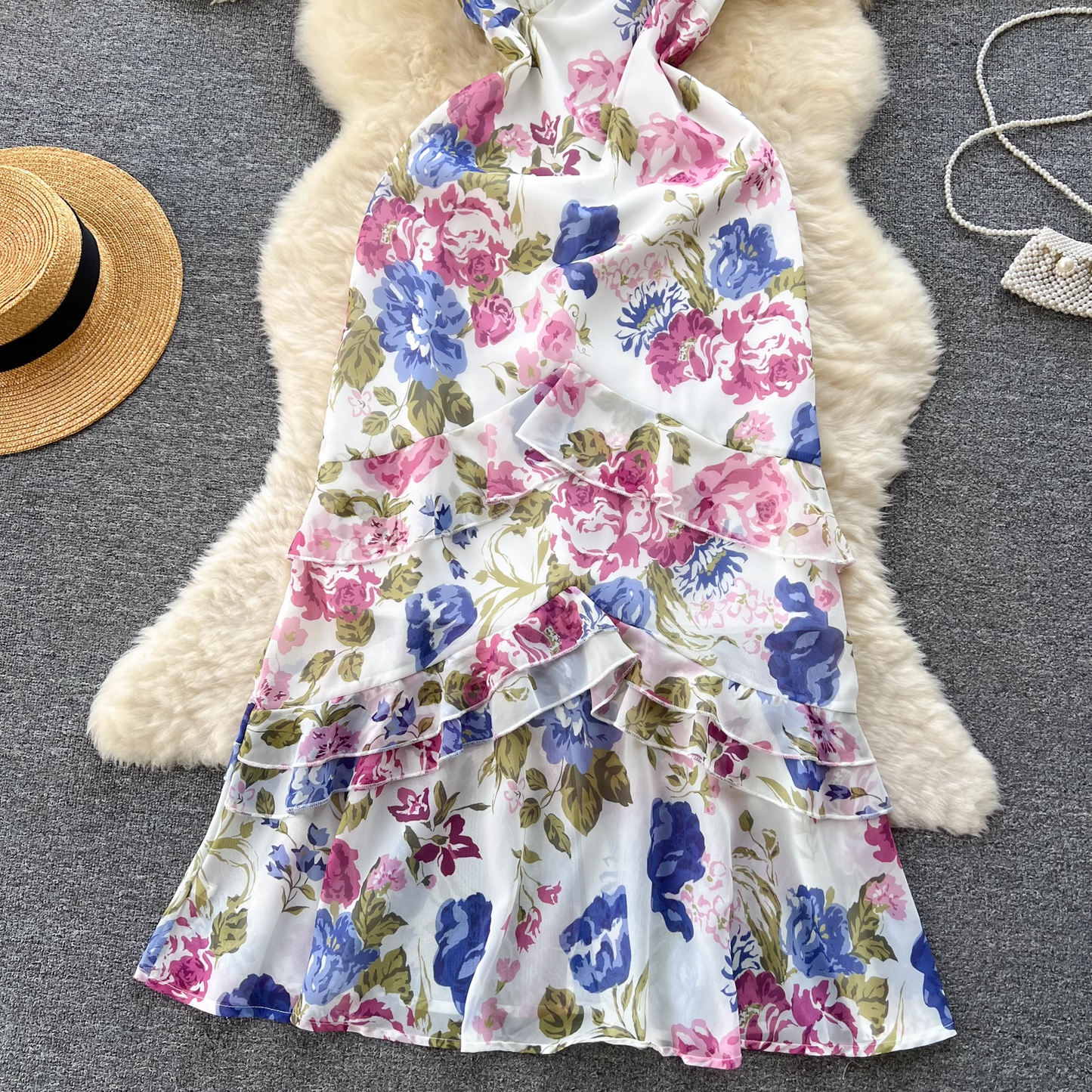 women's summer floral ruffled dress YM350