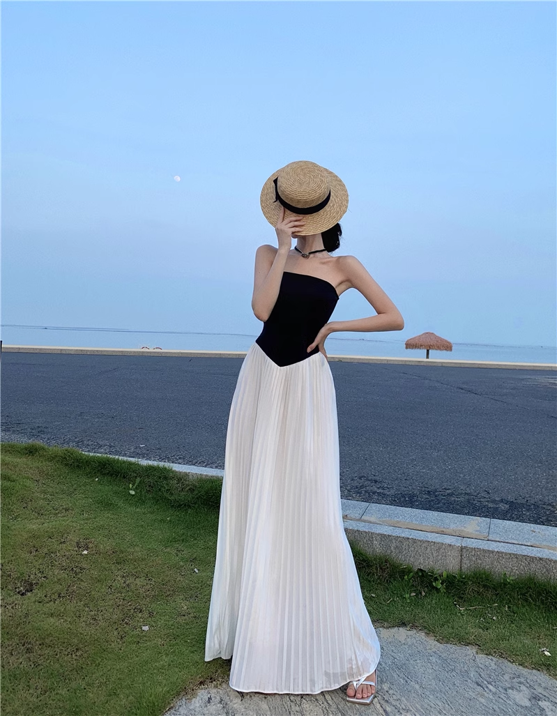 Beach holiday beach long skirt strapless dress YM1037