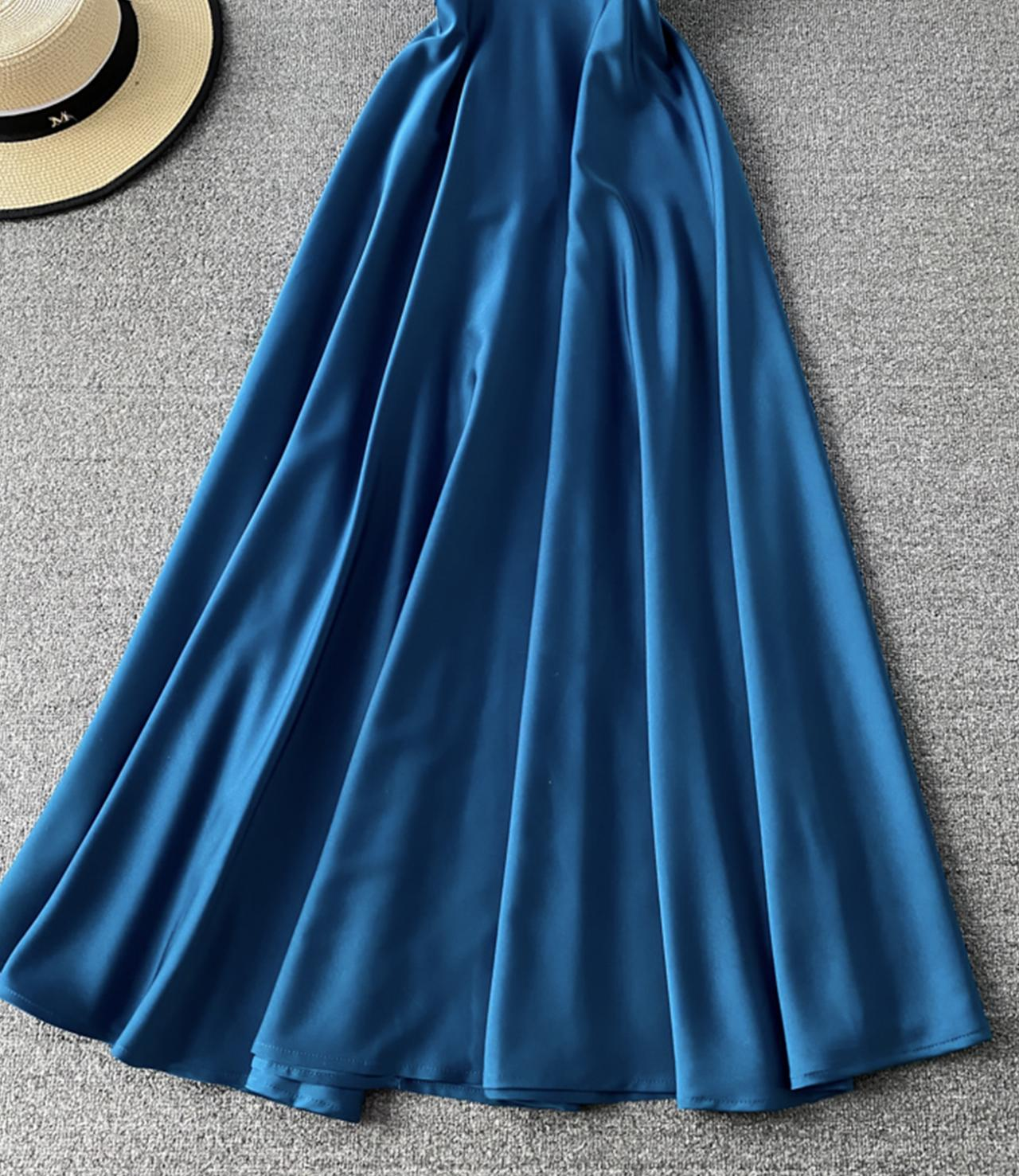 Simple A line v neck maxi dress fashion dress, YM90