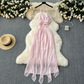 Pink irregular ruffled holiday fairy dress YM1101