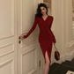 Red Sheath Dress For Women, Party Dress  YM1599