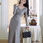 New Elegant And Gentle Long Dress Gray Party Dress YM1681