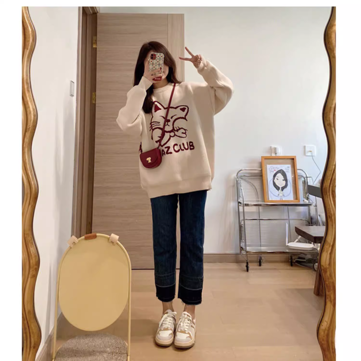 Women's sweater autumn and winter new jacquard cat design YM573