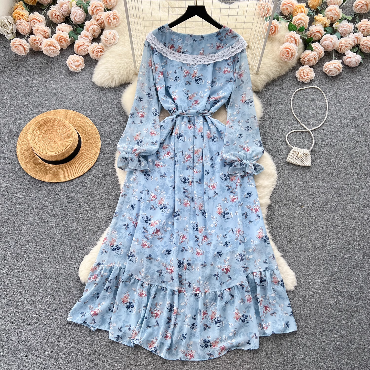 women's doll collar floral dress YM517